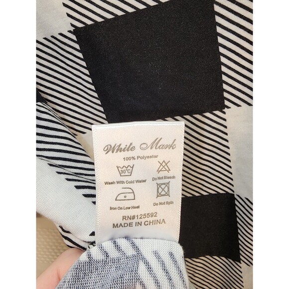 White Mark Tunic Sz Large Plaid Tartan Stretchy Button Down Henley Roll Tab - Picture 10 of 11